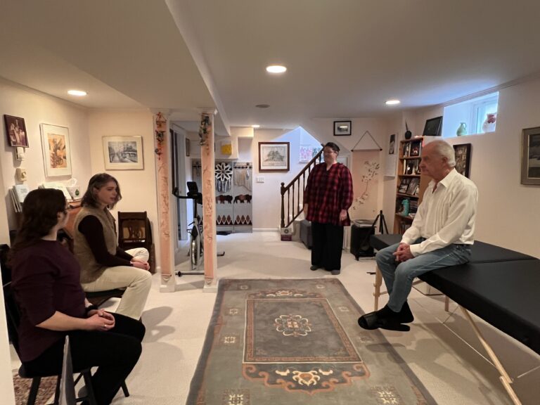 Tommy Thompson and trainees in Alexander Technique Class 045 exploring relational support in a shared learning environment