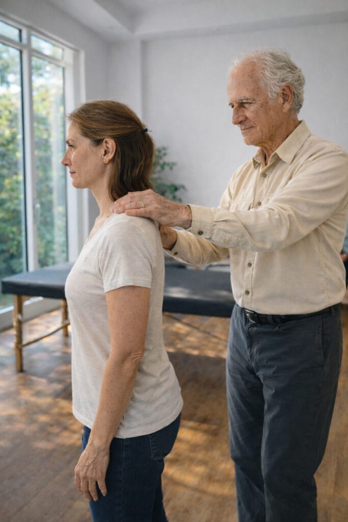 Alexander Technique trainees engaging in Embodied Identity work with Tommy Thompson during Class 033
