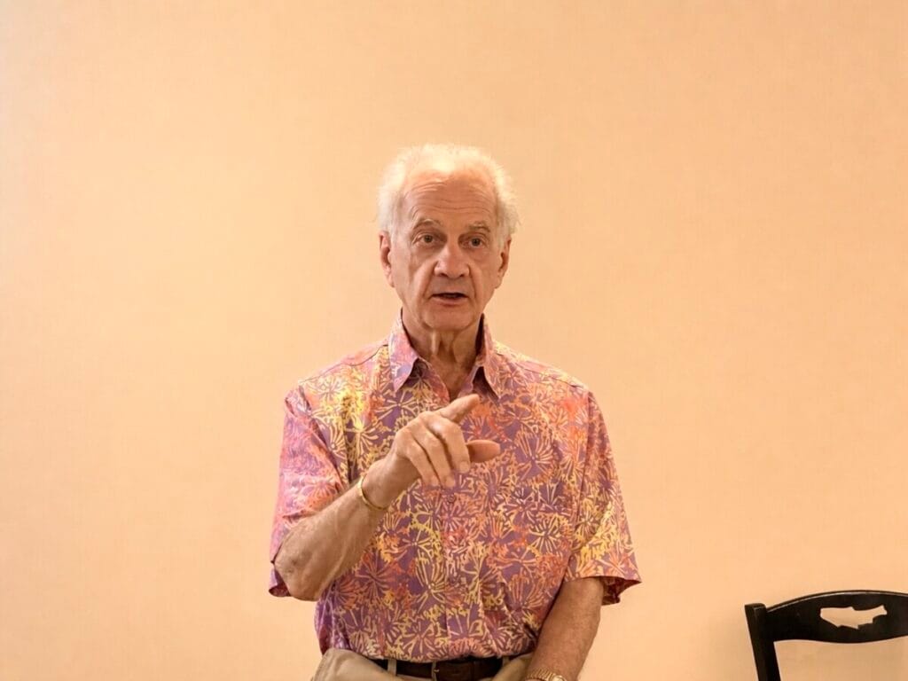 Tommy Thompson teaching withholding defining in an Alexander Technique class with trainees
